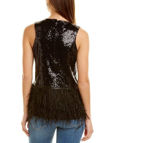 NWT Tyler Boe Sequin Feather Top - Picture 5 of 8